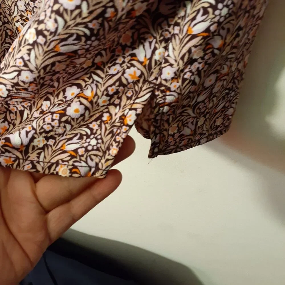 J. Crew Women's M Top Brown Floral Print Keyhole Neck Blouse Shirt  J.crew